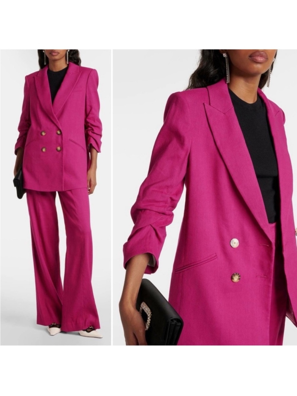 ⭐️$698 Veronica Beard Kiernan Linen-Blend Blazer Wildberry Pink Size 10⭐️